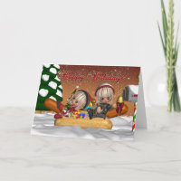 Hot Dogs, Onions, Bun, Christmas Card - Elves