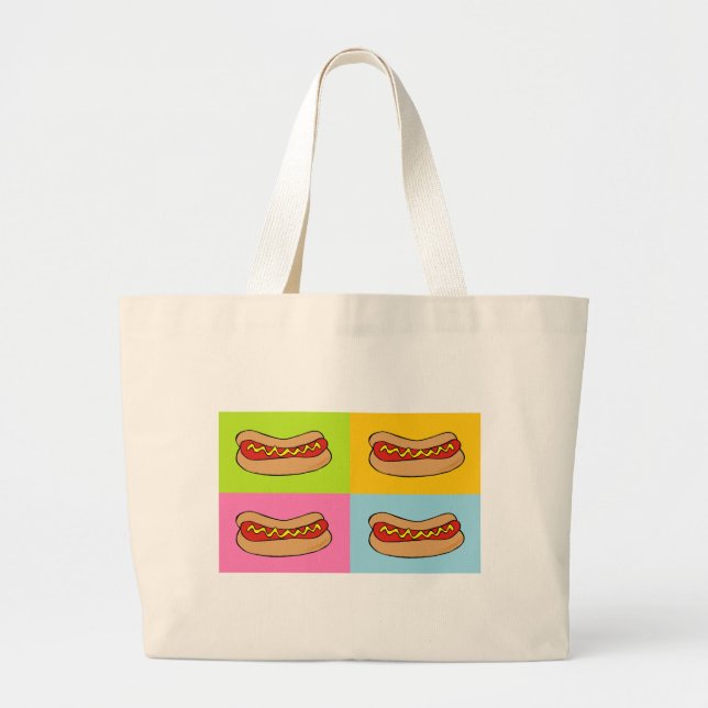 hot dogs tiled design large tote bag (Front)