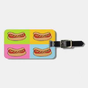 hot dogs tiled design luggage tag