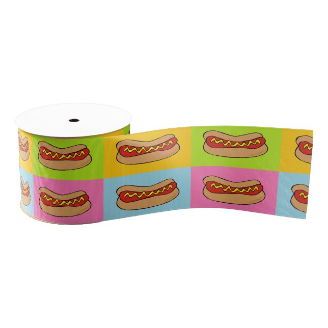 hot dogs tiled ribbon grosgrain ribbon (Spool)