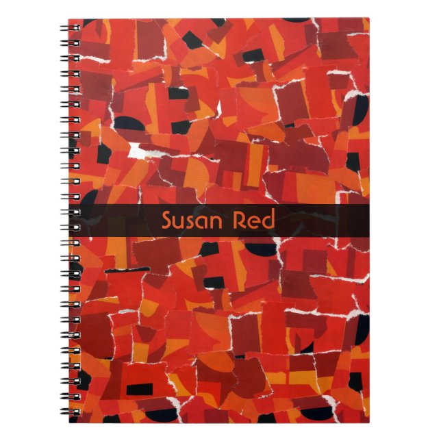 Hot Faux Mosaic Collage Spiral Notebook (Front)