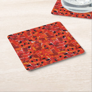 Hot Faux Mosaic Collage Square Paper Coaster