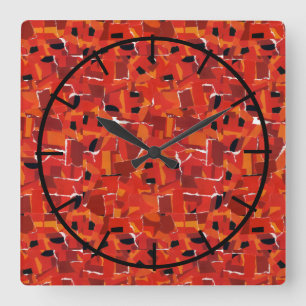 Hot Faux Mosaic Collage Square Wall Clock
