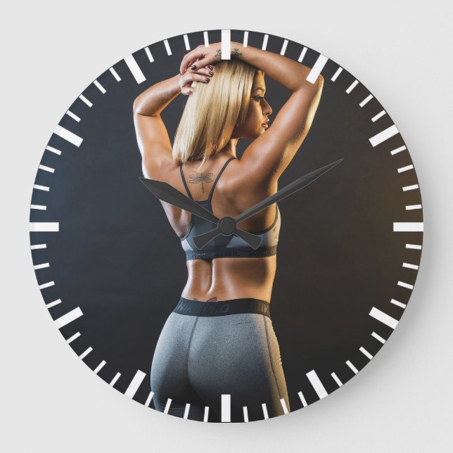 Hot Female Fitness Girl Large Clock (Front)