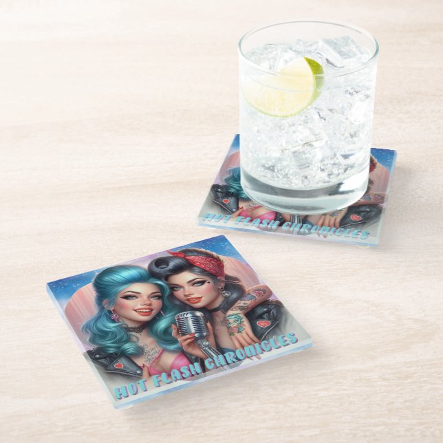 Hot Flash Chronicles Glass Coaster – Bold & Sassy (Angled)