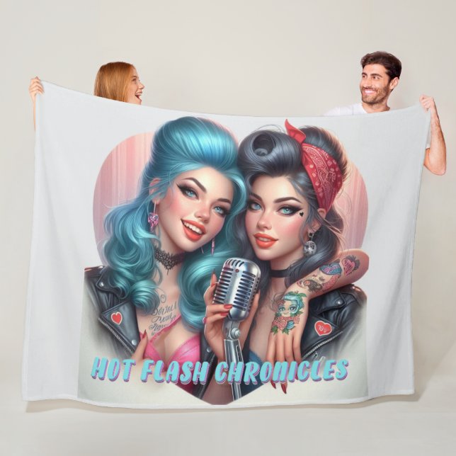 Hot Flash Chronicles Retro Diva Fleece Throw Blanket (In Situ)