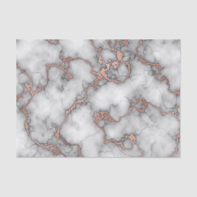 Hot Foil Rose Gold Marble Design Tissue Paper (Front)