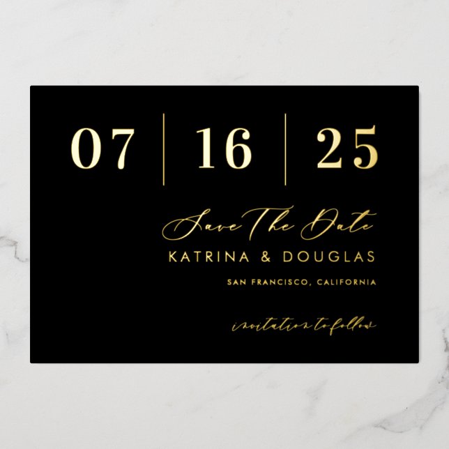 Hot Foil Save The Date Announcement Wedding Card (Front)