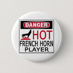 Hot French Horn Player 6 Cm Round Badge