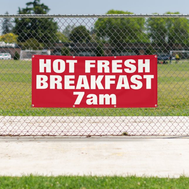 Hot Fresh Breakfast Red Custom Business Outdoor Banner (Insitu)