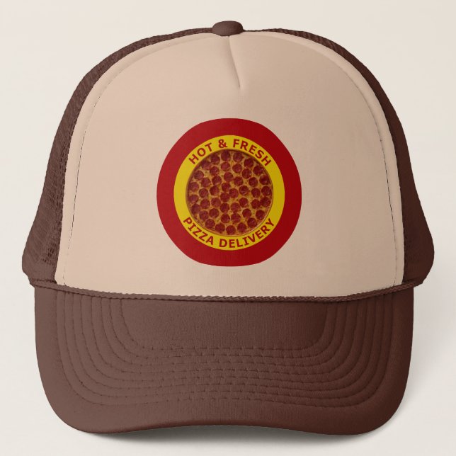 Hot & Fresh Pizza Delivery Trucker Hat (Front)