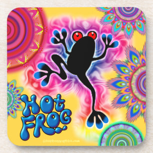 Hot Frog Surf Boho Psychedelic coaster yellow.