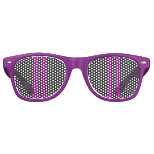 Hot Fuchsia Pink Racing Stripes Carbon Fibre Style Retro Sunglasses