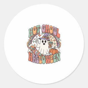 Hot Ghoul Halloween Ghost Witch Hat Skateboard Classic Round Sticker