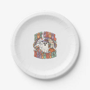 Hot Ghoul Halloween Ghost Witch Hat Skateboard Paper Plate