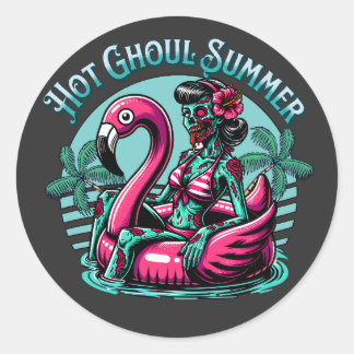 Hot ghoul summer classic round sticker