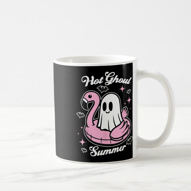 Hot Ghoul Summer Flamingo Ghost Summerween  Coffee Mug (Right)