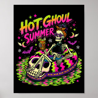 Hot ghoul summer funny skeleton spooky summer poster