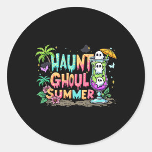 Hot Ghoul Summer Funny Summerween Vibes Skeleton I Classic Round Sticker