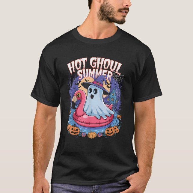 Hot Ghoul Summer Ghost Funny Halloween Ghosts Kids T-Shirt (Front)