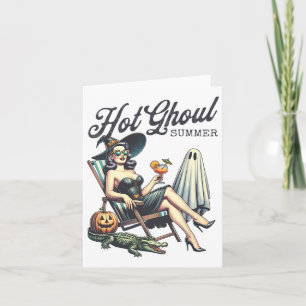 Hot Ghoul Summer Spooky Boo Beach Halloween Summer Card