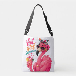 Hot Girl Summer Flamingo with Sunglasses Crossbody Bag
