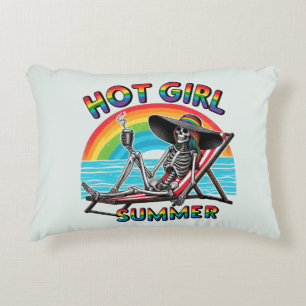 Hot Girl Summer Skeleton Retro Beach Design Decorative Cushion