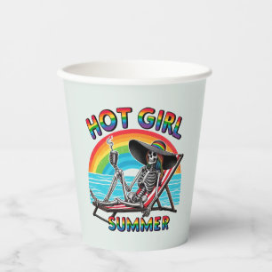 Hot Girl Summer Skeleton Retro Beach Design Paper Cups