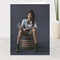 HOT GIRL WITH CIGAR BIRTHDAY GREETING CARD