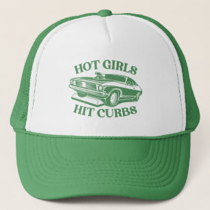 Hot Girls Hit Curbs - Green Trucker Hat