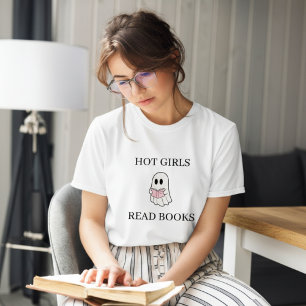 Hot Girls Read Books Ghost Halloween Tri-Blend Shirt