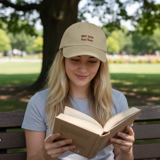 Hot Girls Read Books in Khaki Embroidered Hat