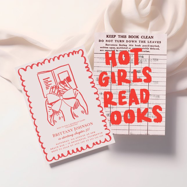 Hot Girls Read Books Literary Birthday Party Invitation (Creator Uploaded)