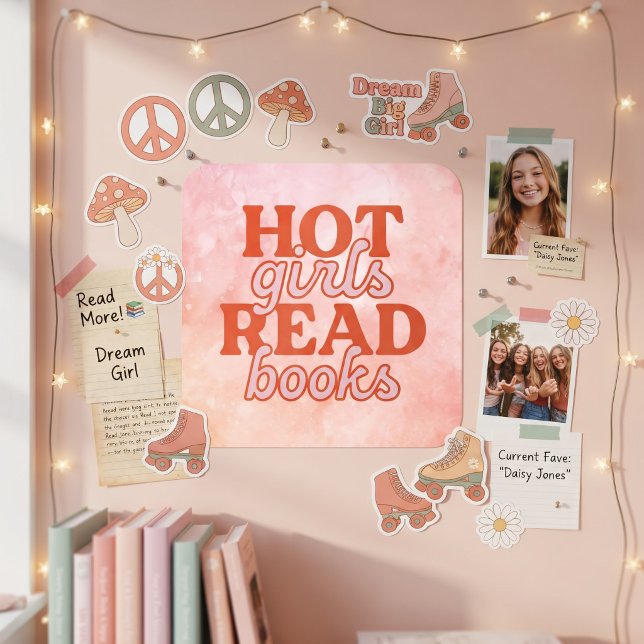 Hot Girls Read Books Square Sticker (Creator Uploaded)