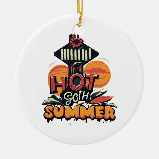 Hot Goth Summer Chic  Ceramic Tree Decoration (Front)
