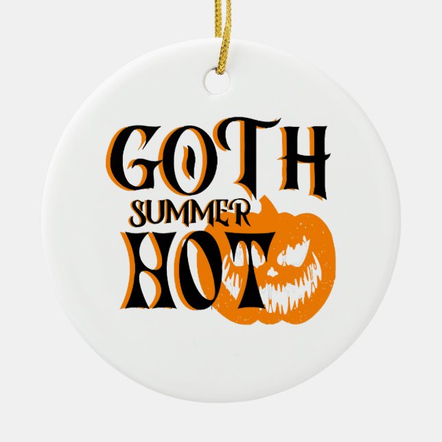 Hot Goth Summer-Horror Smiling Pumpkin Ceramic Tree Decoration (Front)