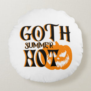 Hot Goth Summer-Horror Smiling Pumpkin Round Cushion