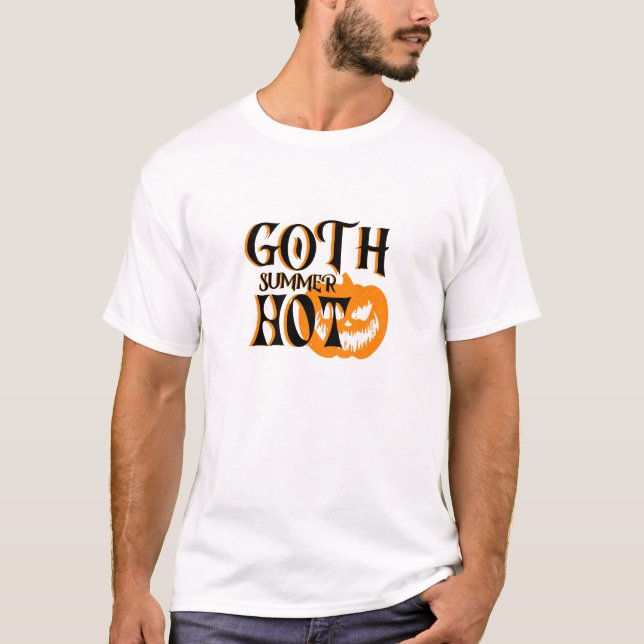 Hot Goth Summer-Horror Smiling Pumpkin T-Shirt (Front)