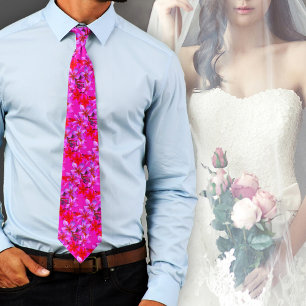 Hot Groom Bold Botanical Hawaiian  Tie