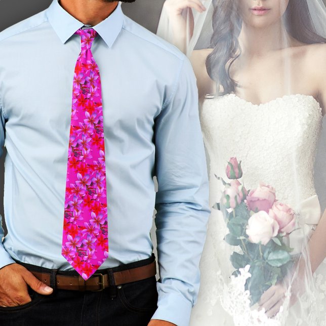 Hot Groom Bold Botanical Hawaiian  Tie (Creator Uploaded)