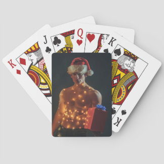 Hot Guy Poses Sexy Shirtless Muscular Santa Hat Playing Cards