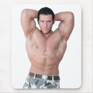 Hot Guy Sexy Biceps Shirtless Military Man Camo Mouse Pad