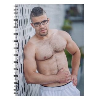 Hot Guy Sexy Man Muscular Bare Chest Glasses Notebook