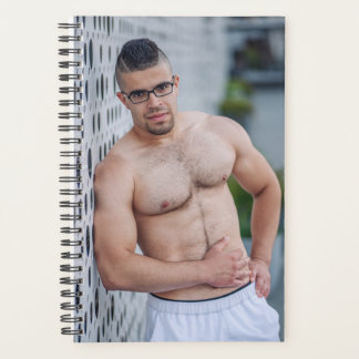 Hot Guy Sexy Man Muscular Bare Chest Glasses Planner