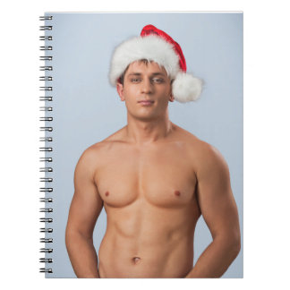 Hot Guy Sexy Shirtless Muscle Man Santa Hat Hunk  Notebook