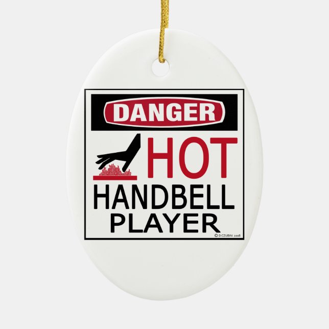 Hot Handbell Player Ceramic Tree Decoration (Front)