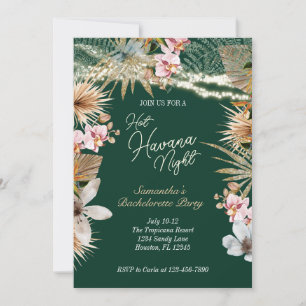 Hot Havana Nights Tropical Cuban Bachelorette  Invitation