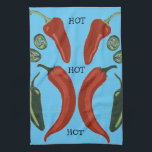 HOT HOT HOT Spicy chiles jalapeno Tea Towel<br><div class="desc">Decorate your kitchen with this fun and spicy jalapeno dish towel. Makes a great housewarming or wedding gift! 
You can customise it and add text too.
Check my shop for lots more colours and patterns!</div>