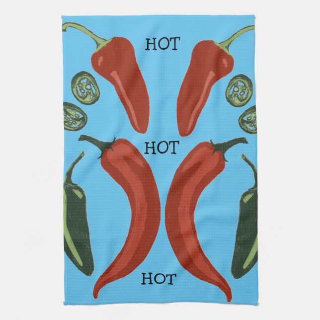 HOT HOT HOT Spicy chiles jalapeno Tea Towel (Vertical)