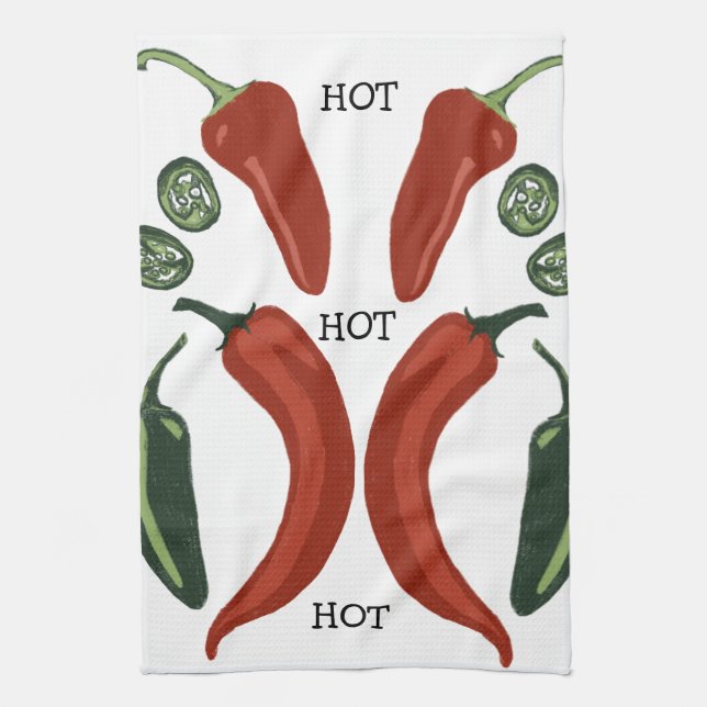 HOT HOT HOT Spicy chiles jalapeno Tea Towel (Vertical)